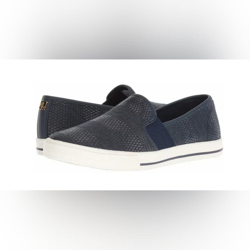 Ralph Lauren navy geometric removable insole Jinny platform sneakers